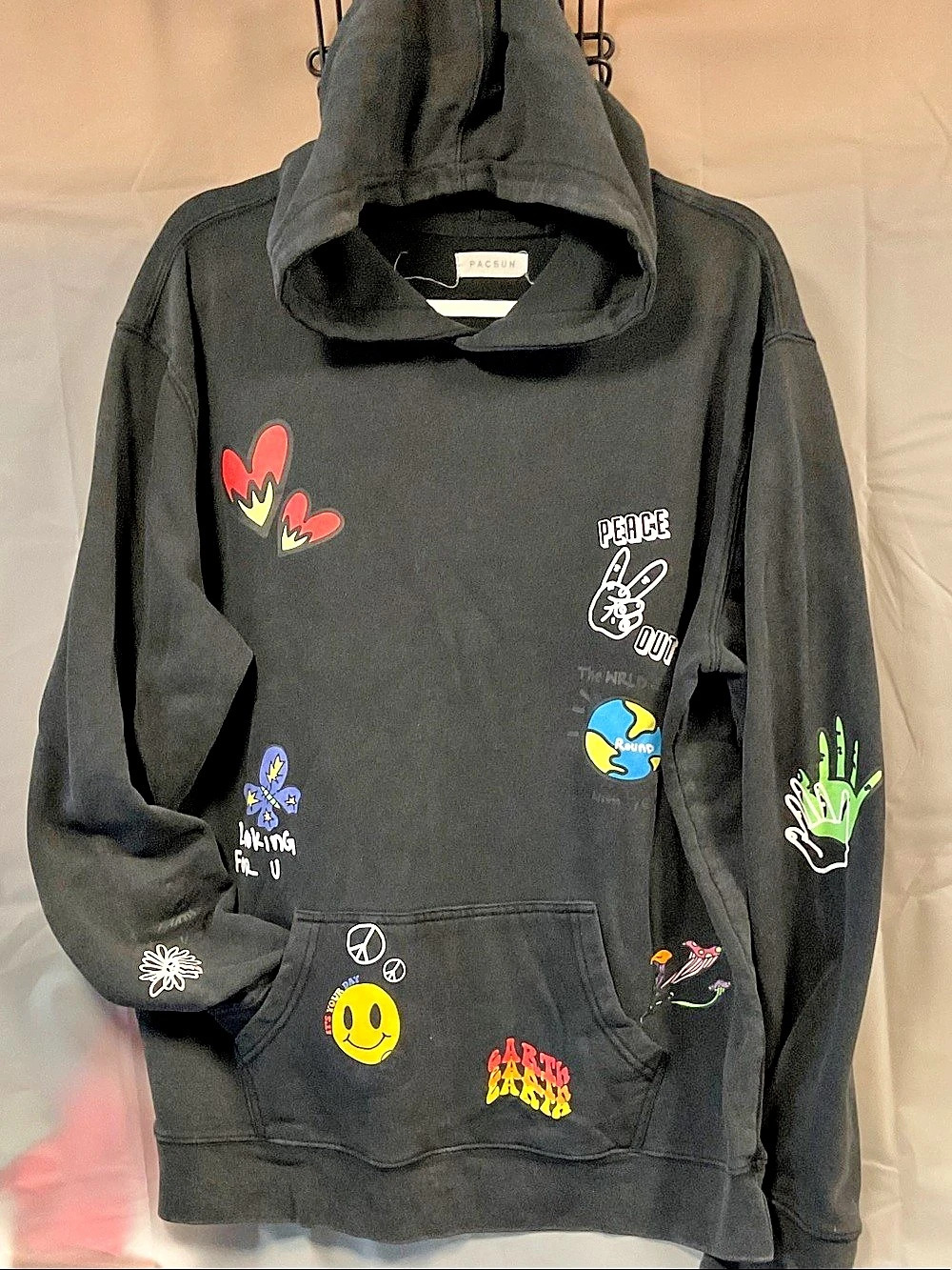 Pacsun Graphic Pullover Hoodie in Black